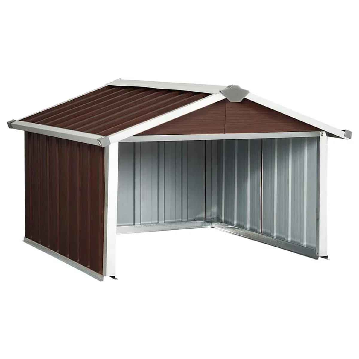 Gecheer Garage -Garaje para Robot Cortacésped Cobertizo para cortacésped Acero galvanizado marrón 92x97x63 cm,Caseta de Jardín Metal Cobertizo Jardin Exterior Cobertizos de Almacenamiento