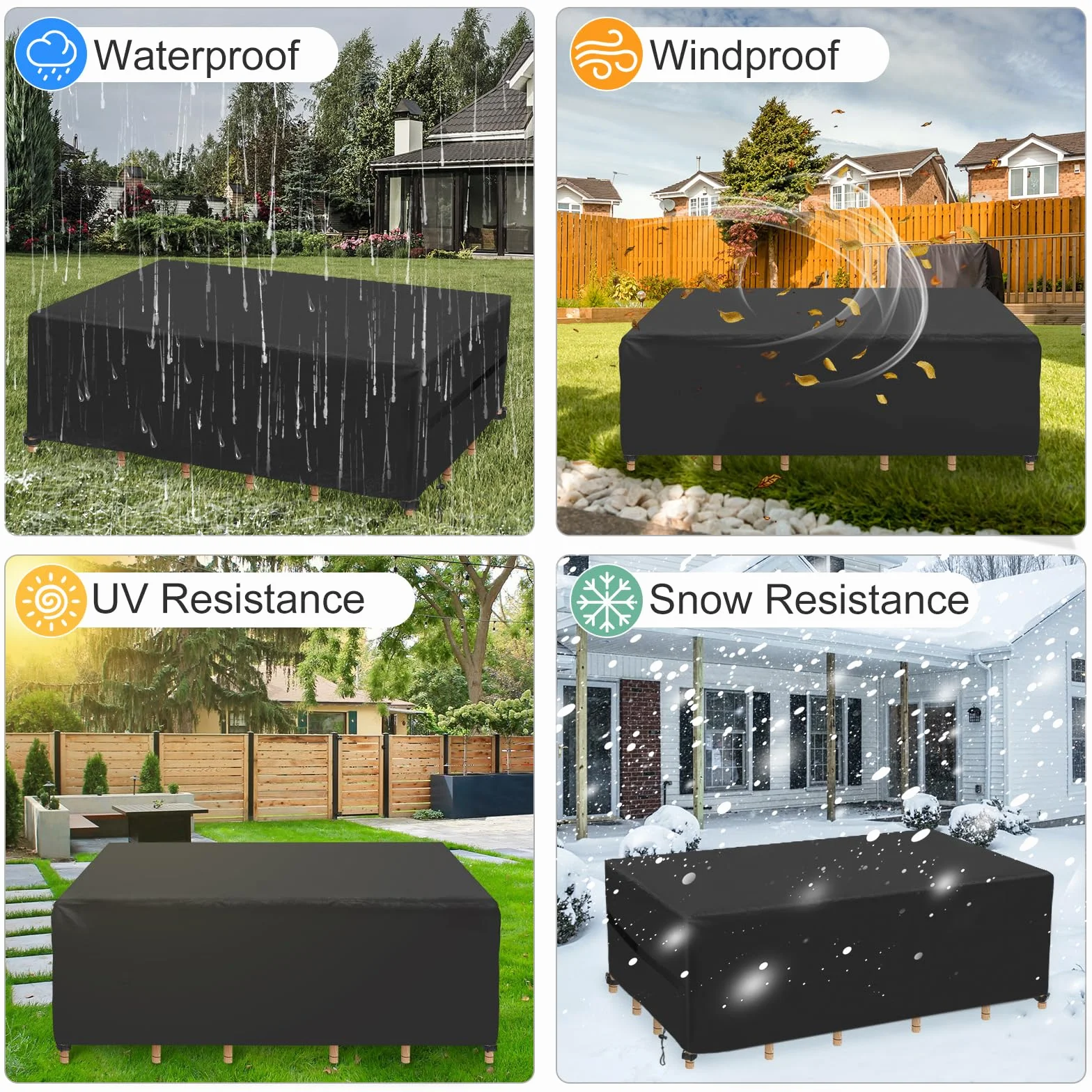 Funda para Muebles de Jardín , 242x162x100cm Funda Impermeable para Mesas y Sillas de Exterior, Resistente al Viento, Anti-UV, Tela Oxford
