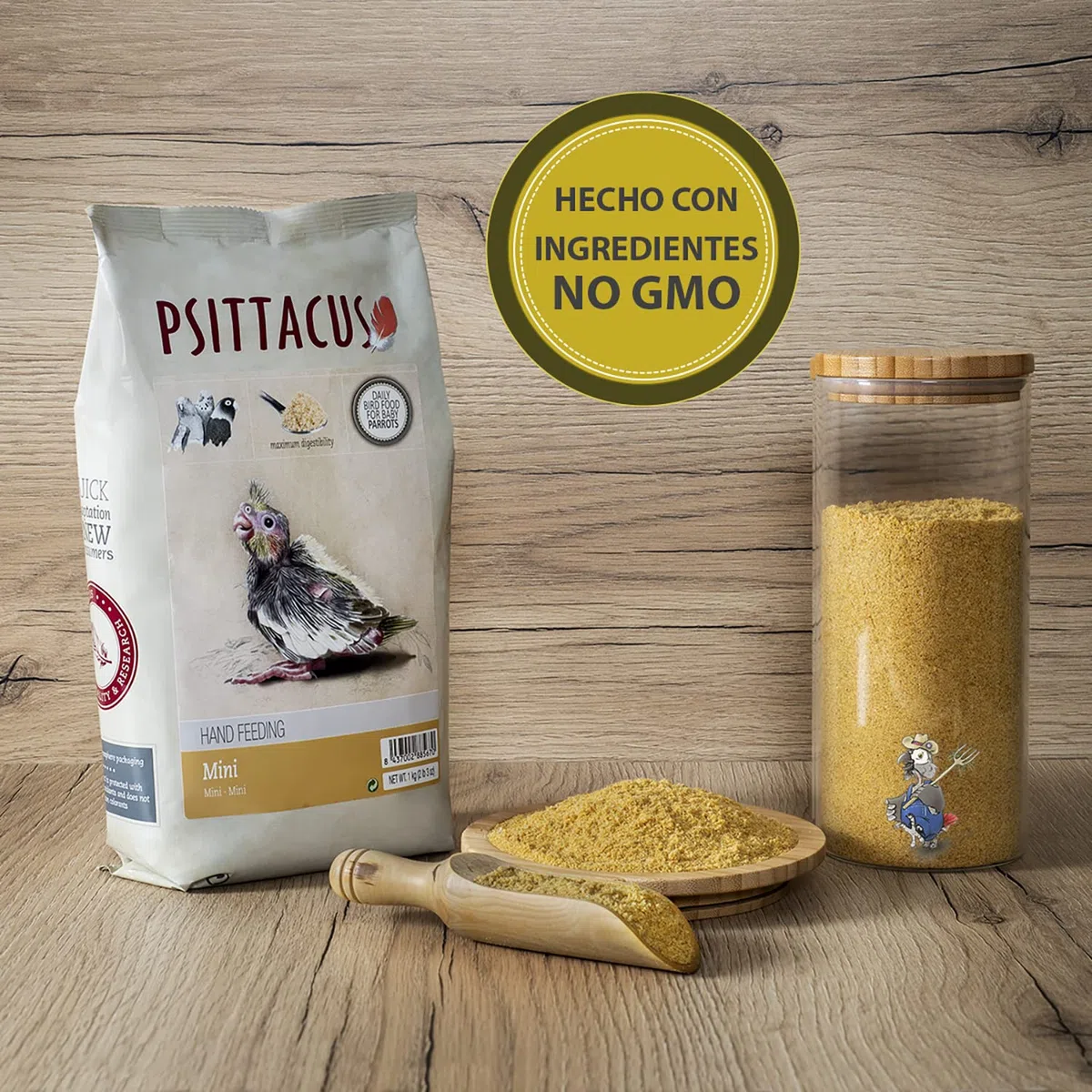 Psittacus Mini Hand-Feeding 1 kg | Papilla para Ninfas, Aratingas y cacatúa Galah | Alimento Premium para Aves | 100% no-GMO