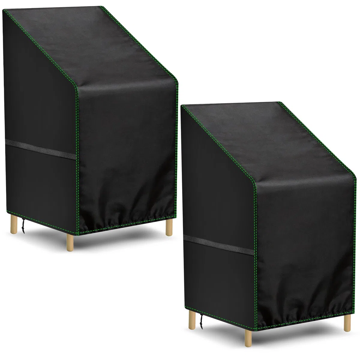 Zocipro 2pcs Fundas Protectoras para Sillas de Jardín Exterior, 64 x 64 x 70/120 cm, Tela Oxford 210D Impermeable y Resistente, Anti-UV, para Sillas Apilables de Terraza con Cordón de Ajuste