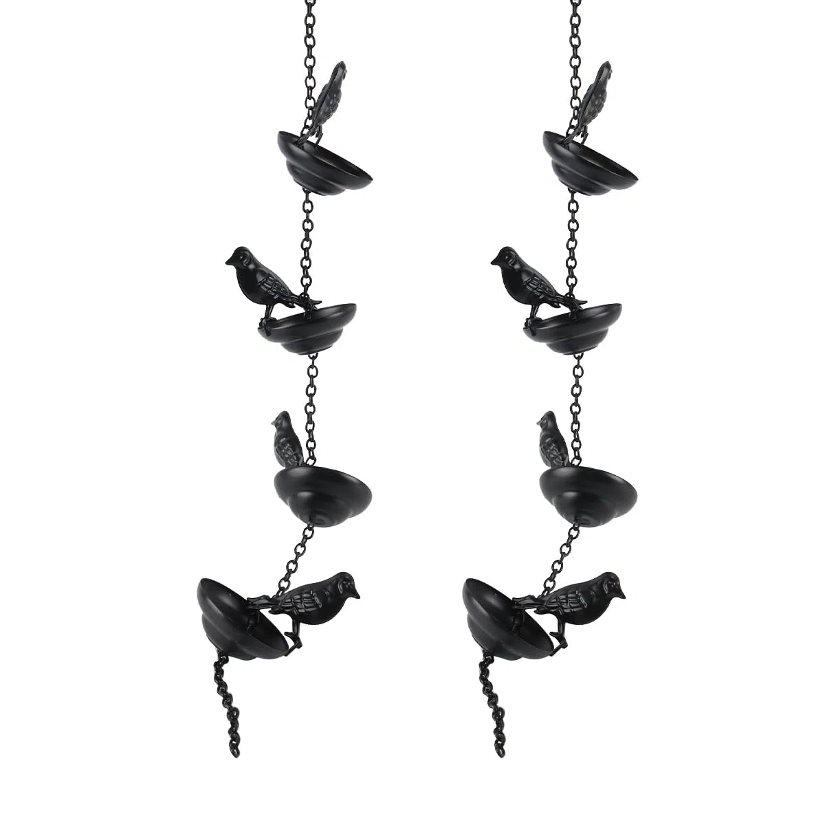 Namvo Cadena De Lluvia con Forma De Pájaro para Exteriores, Decorativa, Colgante, para Inauguración De La Casa, Canaletas Decorativas, Móvil, Pájaros En Tazas, Campanillas De Lluvia Negras