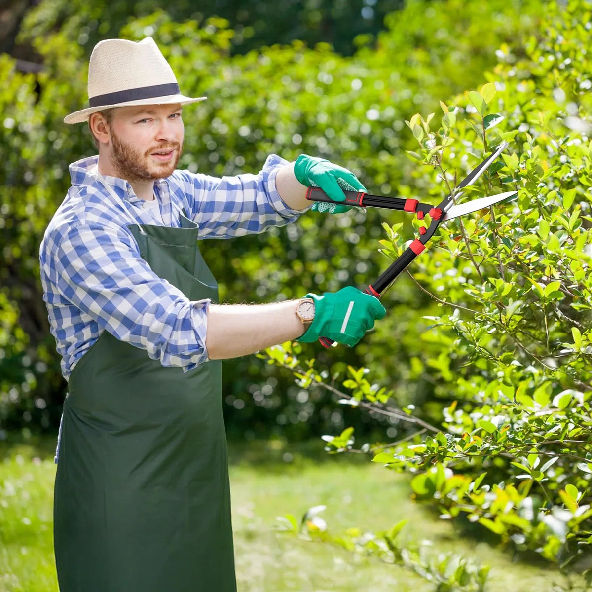 JiveSnip Tijeras Cortasetos de 23" Hedge Shears - Cuchillas de Acero al Carbono Muy Afiladas, Revestimiento Antioxidante, Tijeras de Jardín Ligeras Para Recortar Setos, Arbustos y Matorrales
