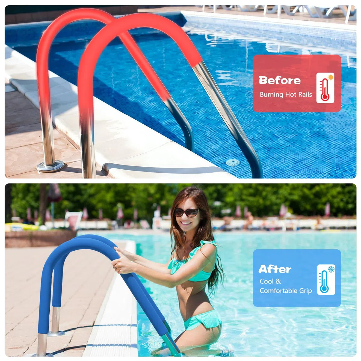 Funda Pasamanos Piscina con Cremallera 180cm, Cubierta Pasamanos Piscina, Cubierta Protector Barandilla Piscinas, Cubiertas de Seguridad para Piscinas, para Parques Acuáticos y Spas