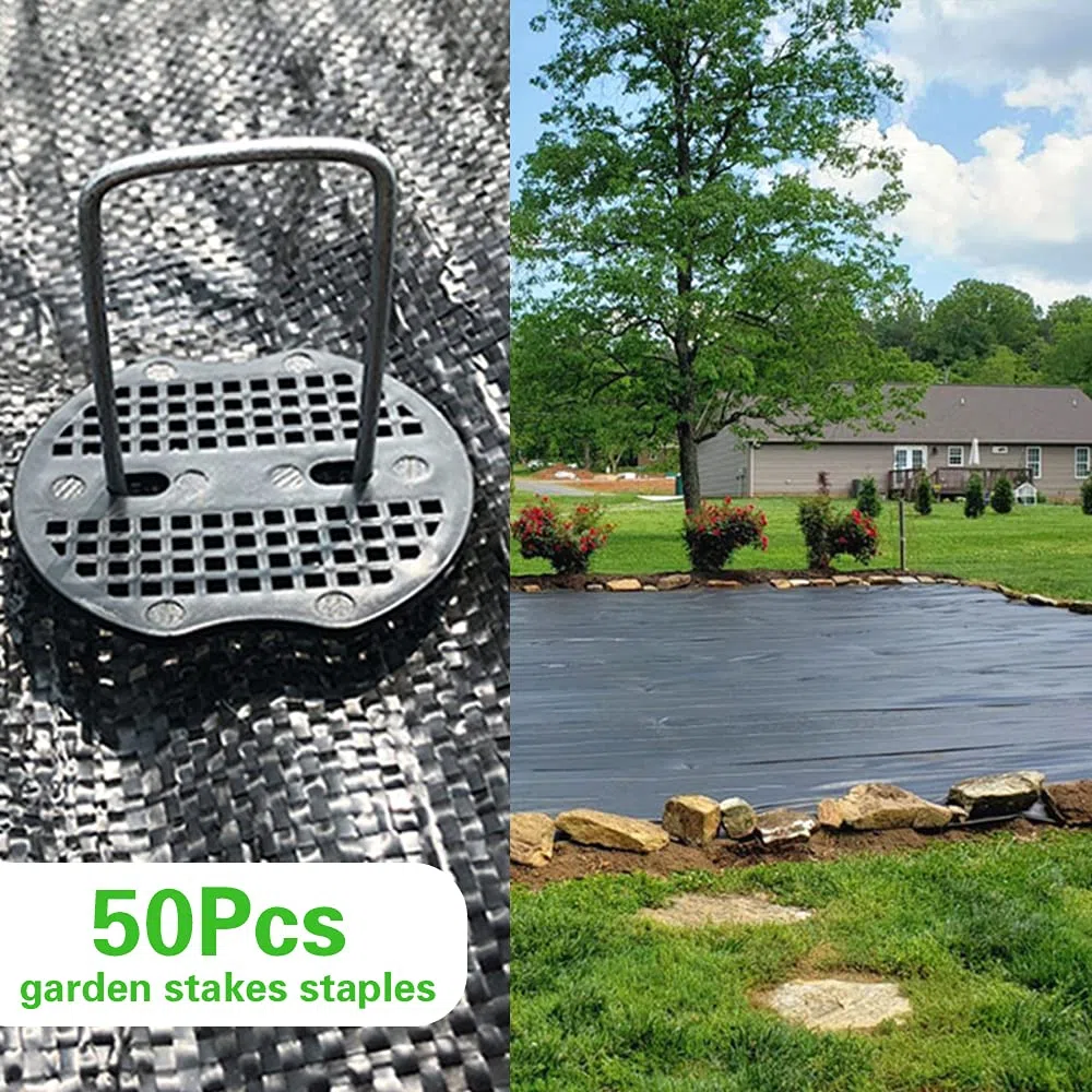 Bakulyor 50 grapas para jardín, 15 cm, U, Negro, plateado