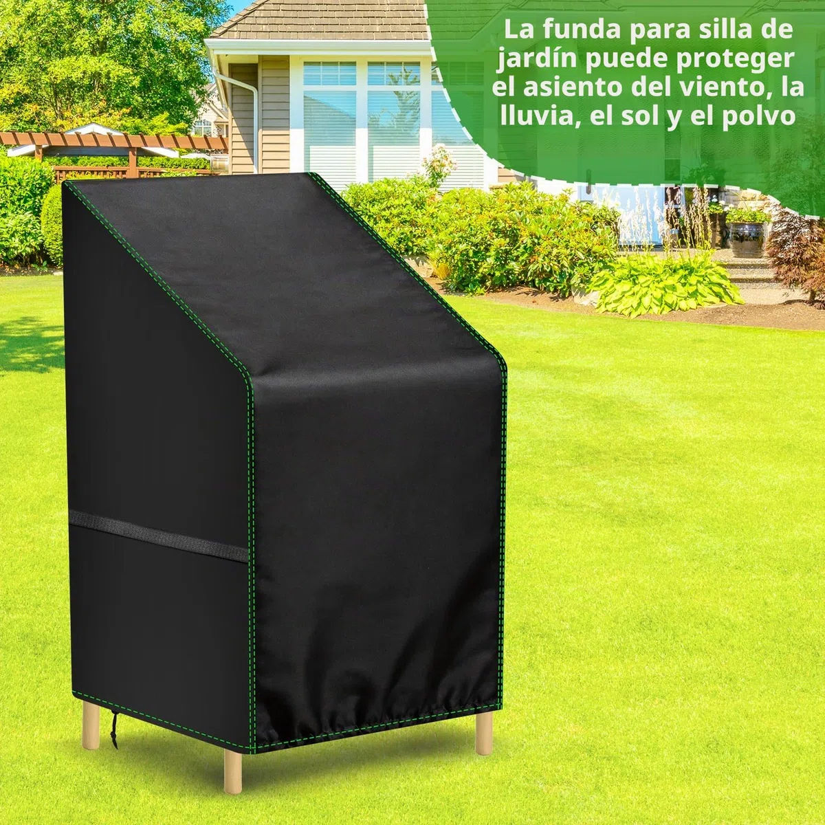 Zocipro 2pcs Fundas Protectoras para Sillas de Jardín Exterior, 64 x 64 x 70/120 cm, Tela Oxford 210D Impermeable y Resistente, Anti-UV, para Sillas Apilables de Terraza con Cordón de Ajuste