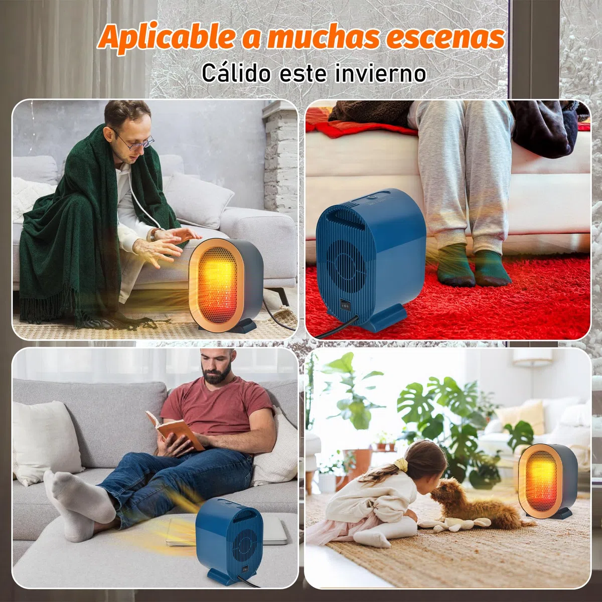 1200W Calefactor Bajo Consumo, Calentador Cerámico Silencioso,Protección contra el sobrecalentamiento/Automatic Shut-Off, Calefactor Electrico Para 20m2, baño, Oficina, Hogar, Dormitorio