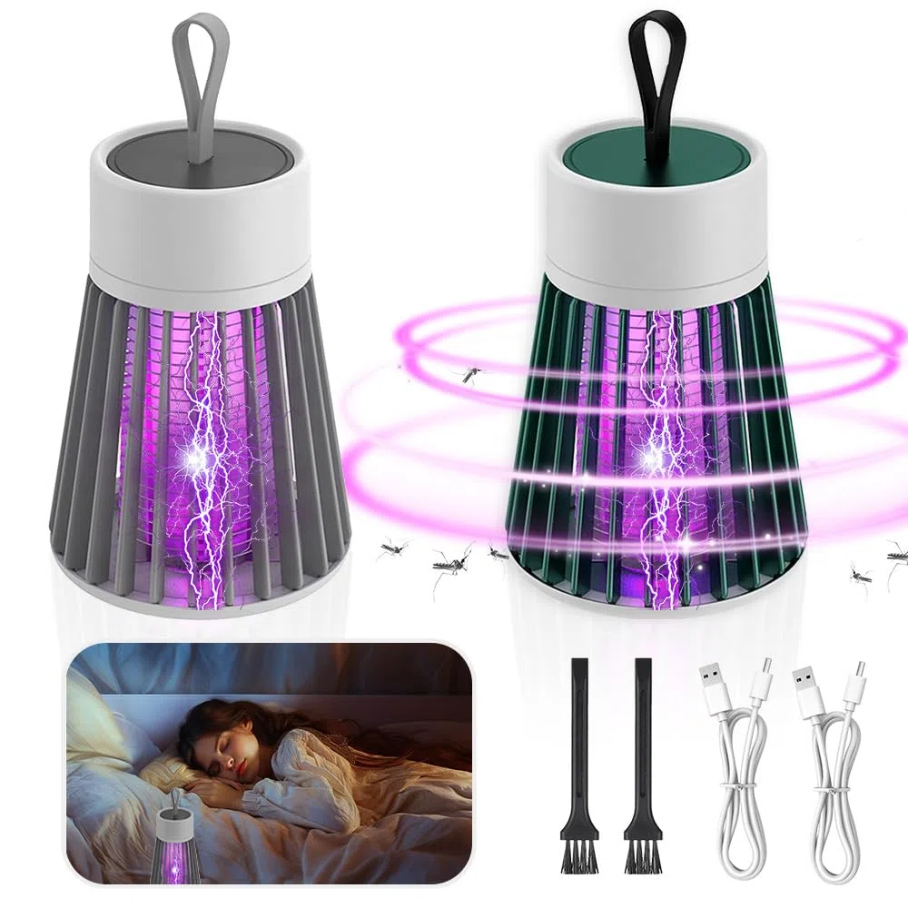 Mozzguard Matamosquitos, 2 piezas 2024 Nueva lámpara antimosquitos, lámpara mata mosquitos portátil, Mozzguard con cable USB, Mozzy Guard para interiores y exteriores, mata insectos para dormitorio