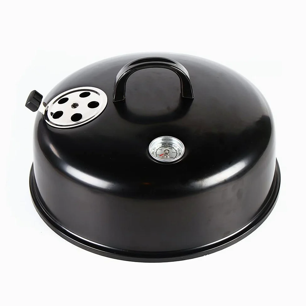 Barbacoa de Carbón Vegetal con Tapa 3 en 1, Desmontable Negro 40 Cm
