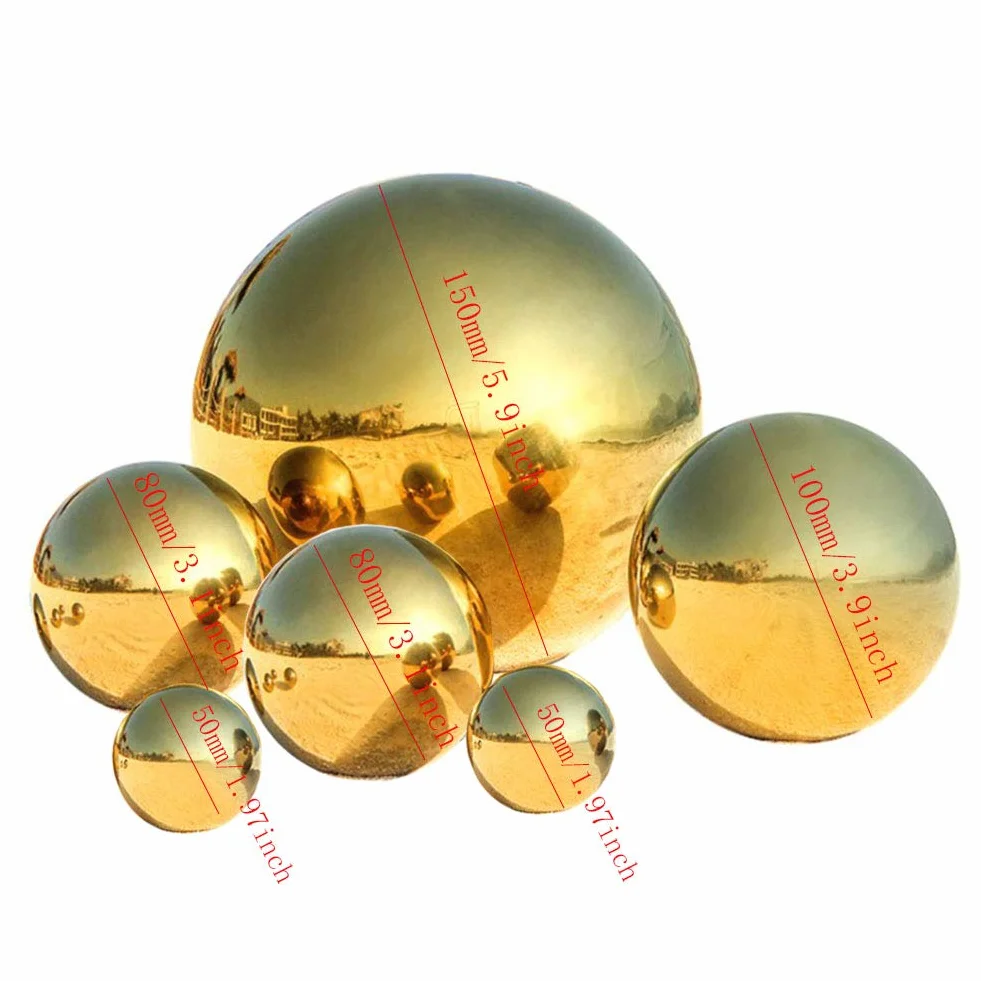 Bola de Acero Inoxidable, 6 Unidades de 50 a 150 mm, Bola Hueca Pulida con Espejo, Esfera Reflectante para jardín, Globo de observación preperforado para decoración de jardín del hogar