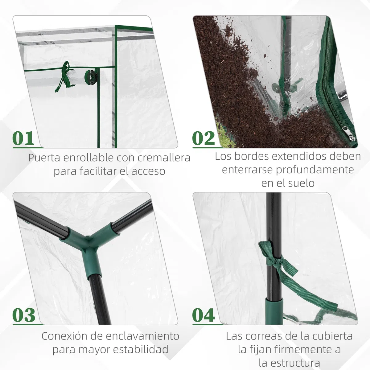 Outsunny Invernadero de Jardín con Puerta Enrollable y Estructura de Acero para Cultivo de Plantas Tomates en Terraza Patio 100x50x150 cm Transparente