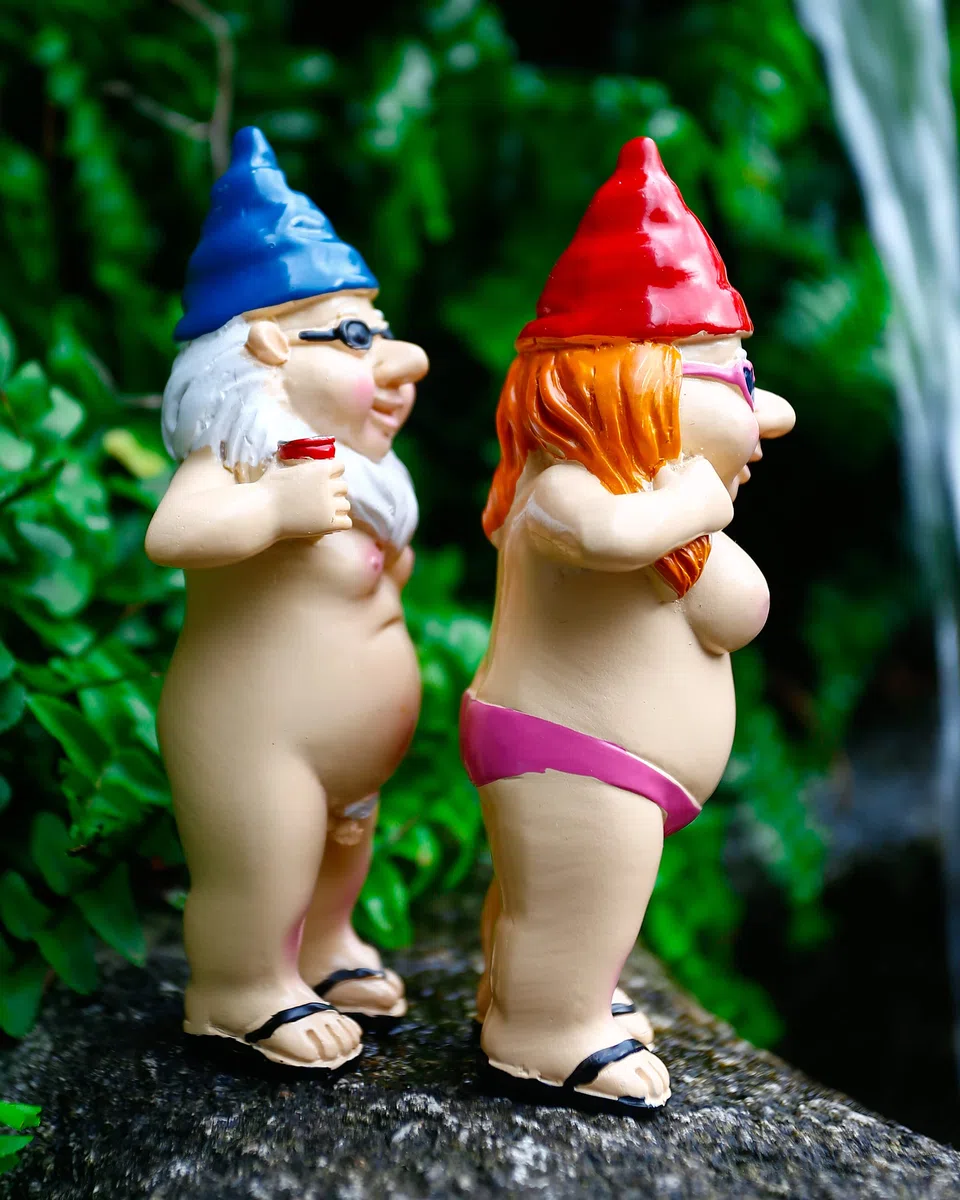 Gnomos de Jardín Divertidos, 2 Unidades, Adornos al Aire Libre, Estatua de Gnomo Travieso, Regalos Groseros