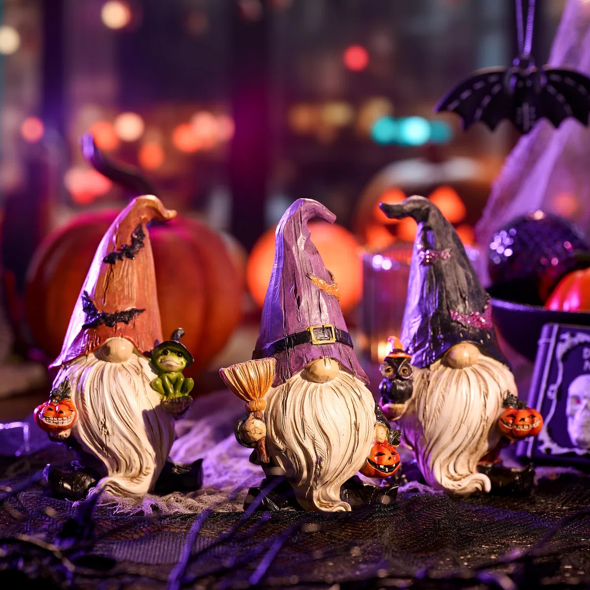 Valery Madelyn Juego de 3 adornos de Gonks para decoración de jardín, gnomos de Halloween para el hogar, sala de estar, mesa al aire libre