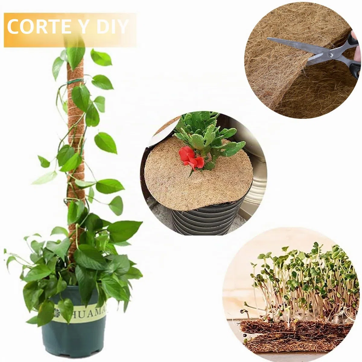 Rollo de Revestimiento de Coco 100% Natural, 40cm x 200 cmForro de Fibra de Coco Estera Gruesa de Fibra de Coco Forro de Hoja de Coco para Jardinera Ventana Caja Canasta de Flores Alfombrilla