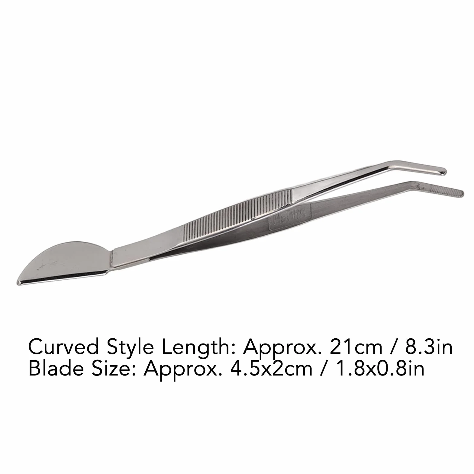 Fdit Pinzas para Bonsái de Acero Inoxidable, Pinzas Largas con Cabeza de Espátula de Luna Creciente Herramienta Profesional para Bonsái Puntas Dentadas Rectas con Espátula(Doblado)