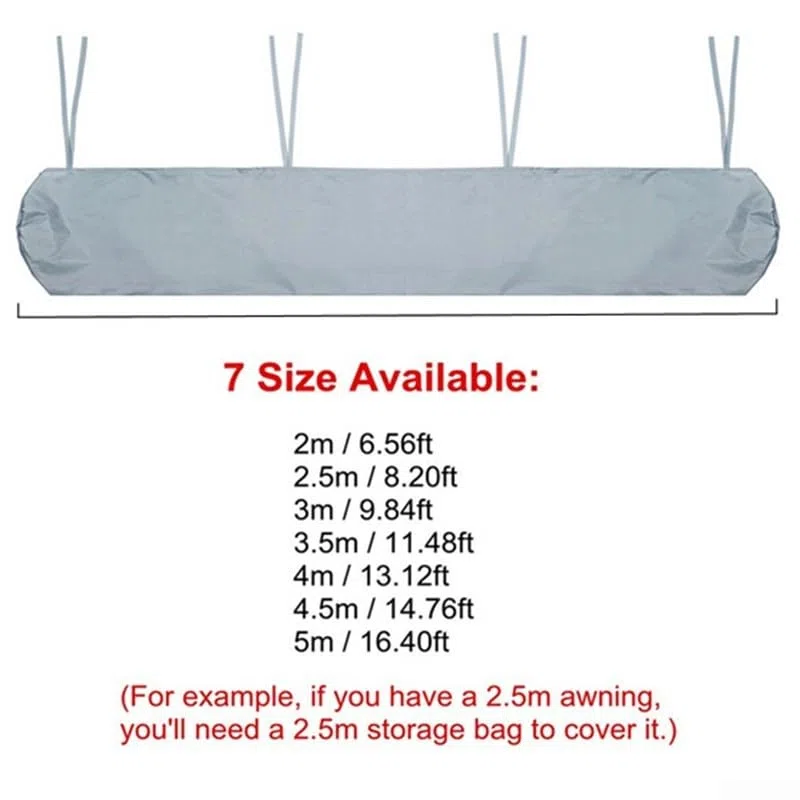 Cubierta protectora para toldo de patio, bolsa de almacenamiento impermeable, protector contra el polvo, para toldos retráctiles manuales, varias longitudes (4 m, gris)
