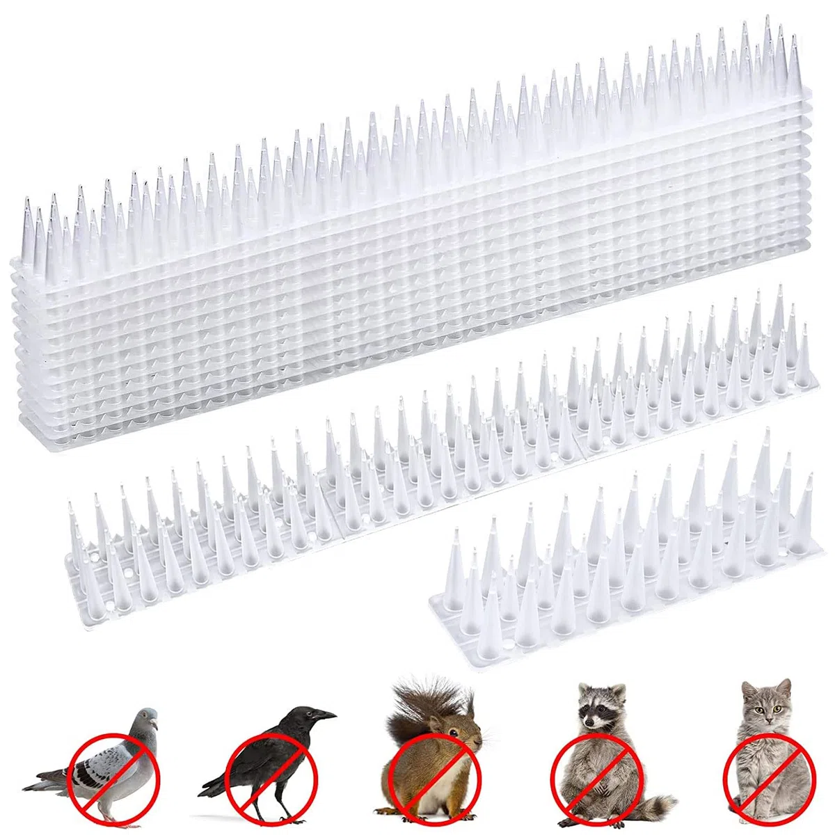 12 Pinchos Antipalomas,5.16M Pinchos Antipalomas Plástico,3 Filas Pinchos Anti Gatos,Pinchos para Palomas,Repelente Palomas Plástico,Ahuyentador Pájaros Control para Balcon Terraza Ventana Cercas