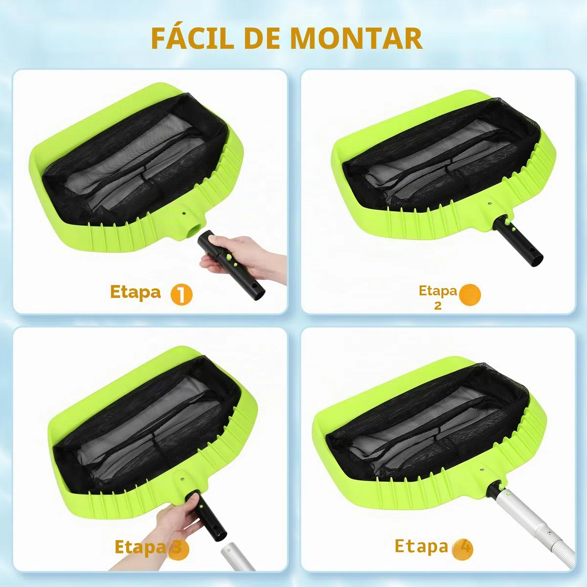 Red recogehojas para piscina, recogehojas para el suelo, red de hojas para piscina, red de hojas estable para piscina sin barra telescópica con red extra grande, recogehojas de fondo