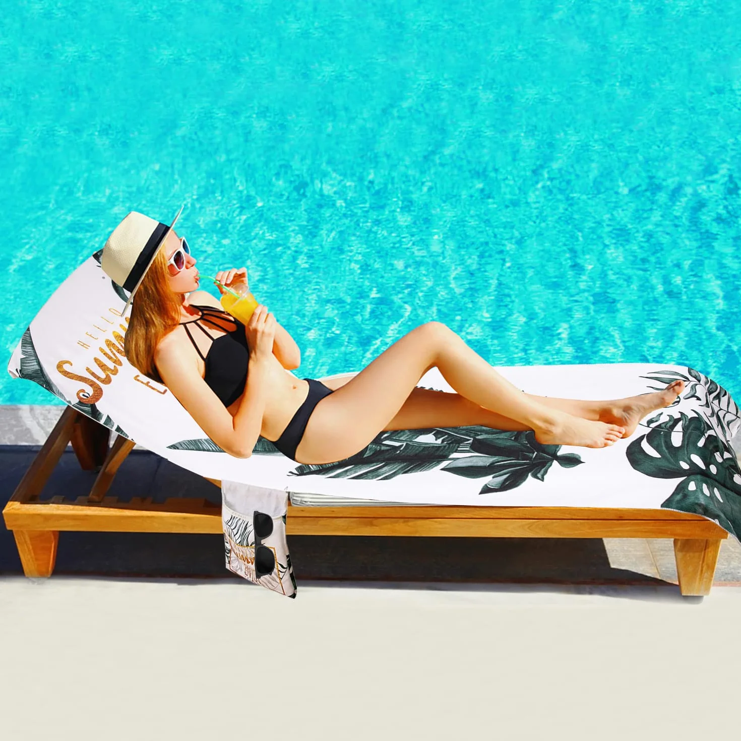 Fundas Tumbona con Bolsillo,Toalla de Playa de Secado rápido para Silla de Playa/Colchoneta Tumbona Jardin,Funda Protectora para Cojines Tumbonas,Microfibra Cubierta para Silla de Piscina