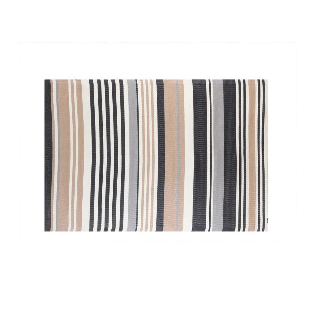 LOLAhome Alfombra jardín Rayas Chios sostenible de Polipropileno Trenzado Beige de 140x200 cm
