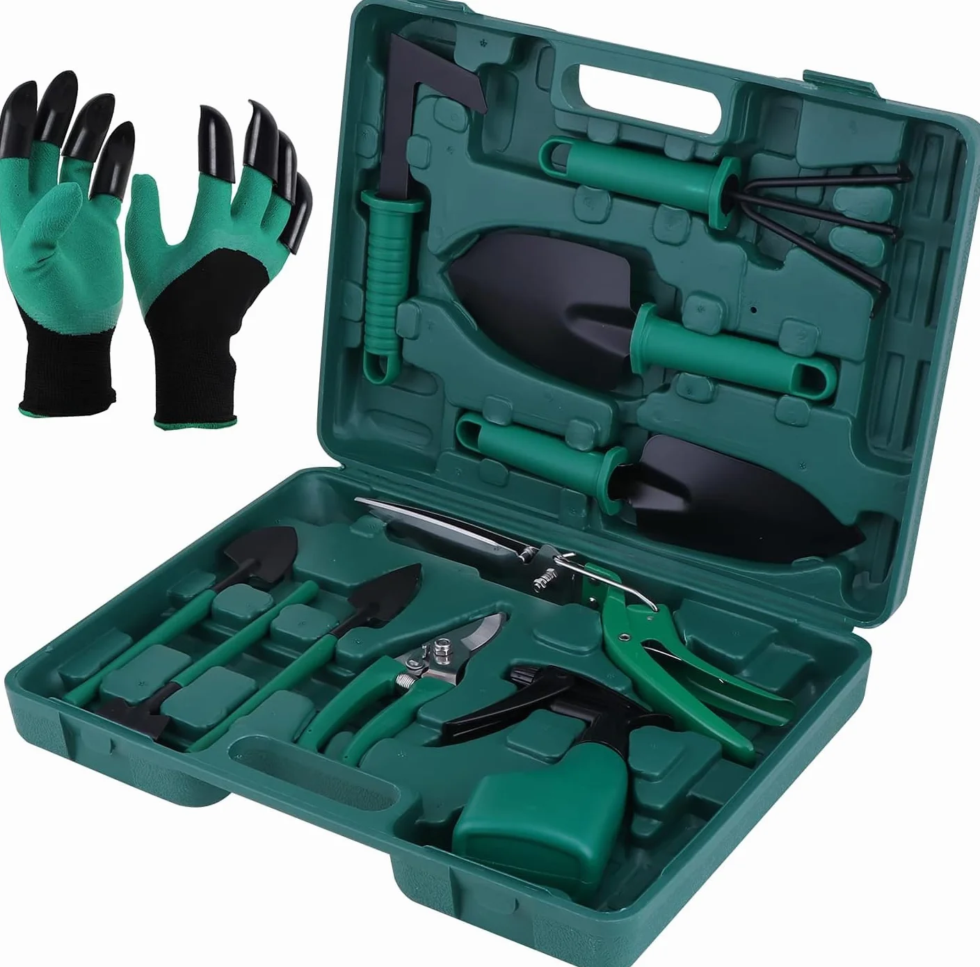 Herramientas de Jardinería Kit 11 Piezas Juego De Herramientas jardinería con Funda de Transporte con Guantes de Jardin