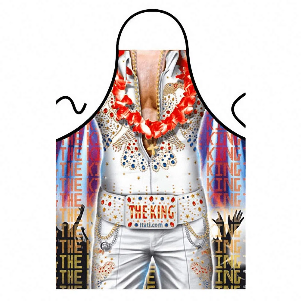 ITATI Delantal Sexy Parrilla Barbacoa Delantal de Cocina Antimanchas para Hombre, Modelo Elvis Presley, Medidas 75 x 58 cm