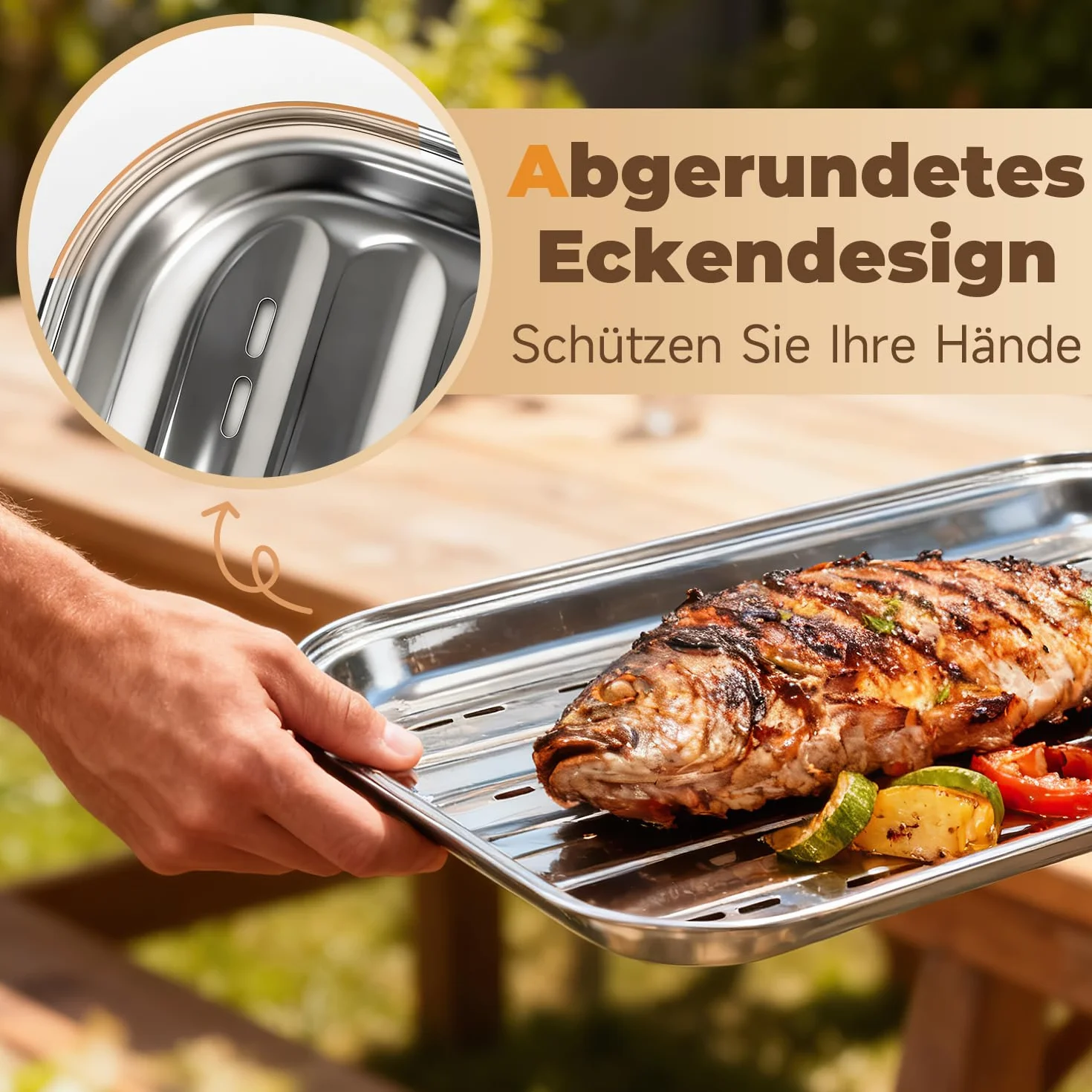 Bandejas para Barbacoa con Pinza 34,9x24,5x2,7 Juego de 3 Pcs Bandeja Barbacoa con Agujeros Reutilizable Bandejas Acero Inoxidable Plata Bandeja para Parrilla para Asar Verduras Carne y Pescado