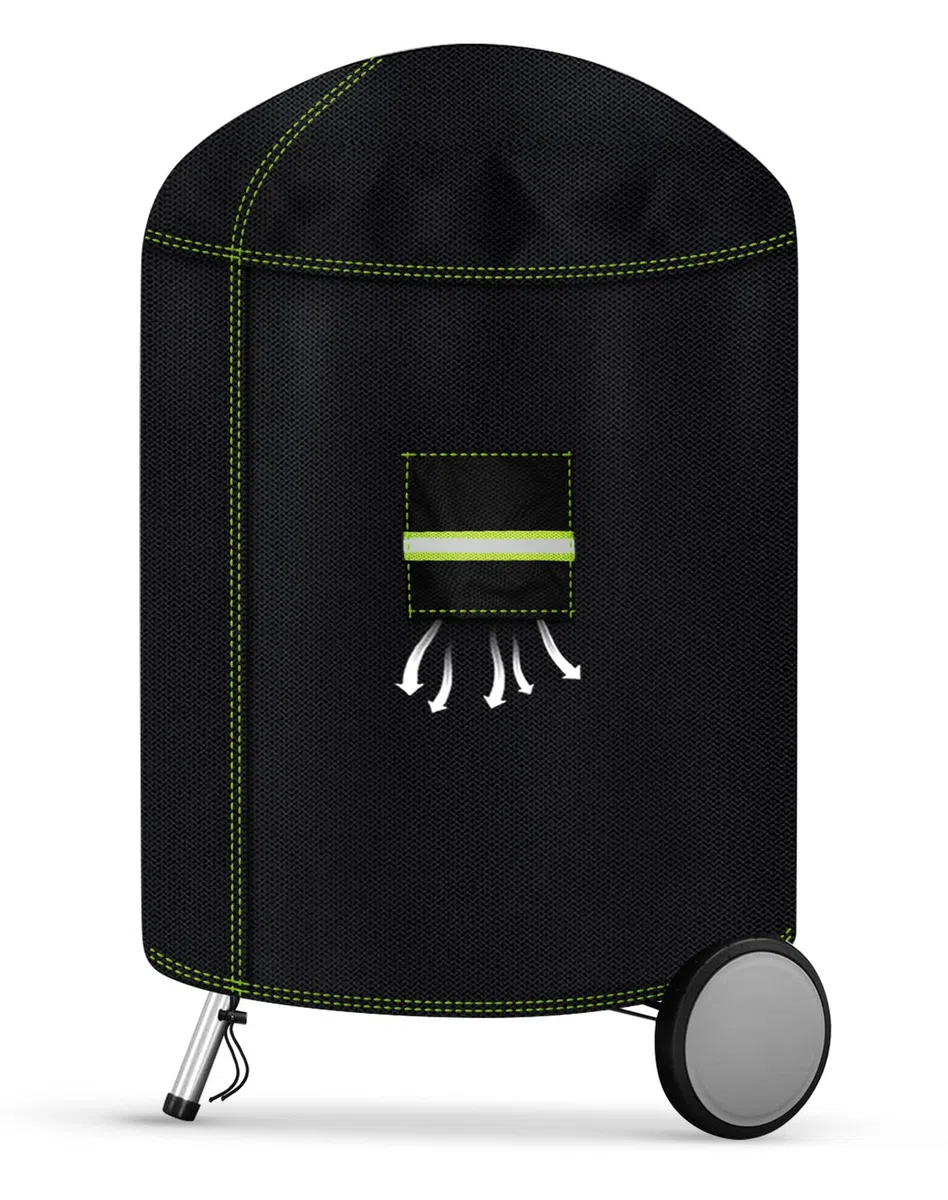 Funda Barbacoa Exterior Impermeable para Weber Carbón Kettle Ø 57 cm, VDISRR 600D Oxford Funda BBQ Redonda Ø77 x 90 cm,Cubre Barbacoa Exterior,Anti-Viento/Agua/UV/Resistente al Desgarro
