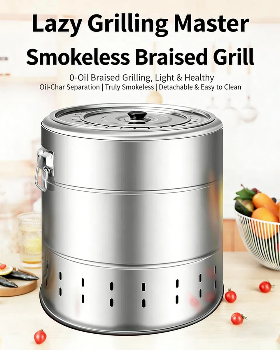 Parrilla vertical de carbón ahumador, parrilla de acero inoxidable para exteriores e interiores con brochetas, parrilla de kebab de doble capa sin humo para el hogar, camping, jardín