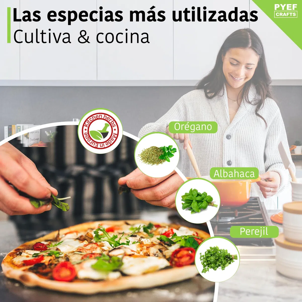 Huerto Urbano Hierbas Aromáticas - Kit Plantas Aromáticas Interior con Semillas de Orégano, Albahaca, Perejil y Cilantro - Caja de Madera - Kit Semillas Plantas Culinarias para Casa