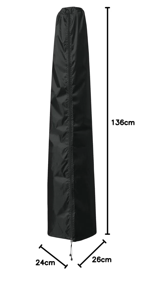 B.PRIME Funda Protectora para sombrillas de hasta 200 cm de diámetro – Cubierta de 136 x 24/26 cm (Alto x Ancho) – Impermeable, Transpirable y Resistente a los Rayos UV – Poliéster Oxford 210D