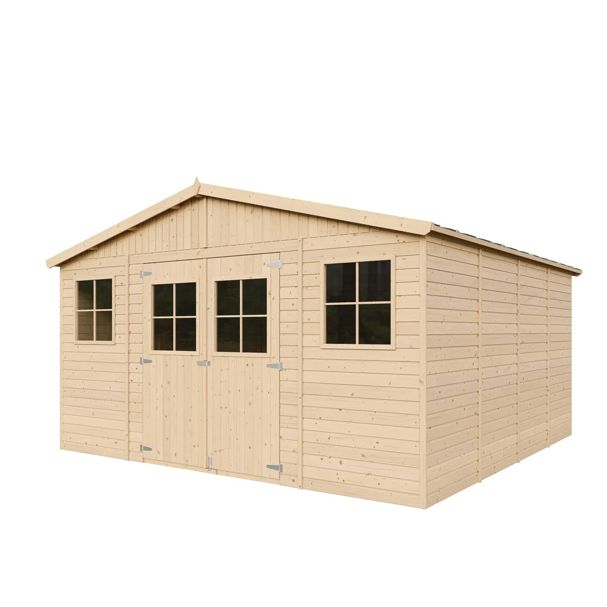 Caseta de Jardín Exterior de Madera 16 m², Cobertizo para Bicicletas, Caseta de Almacenamiento, Pared de 17 mm, Ventana, TIMBELA M330+M330G