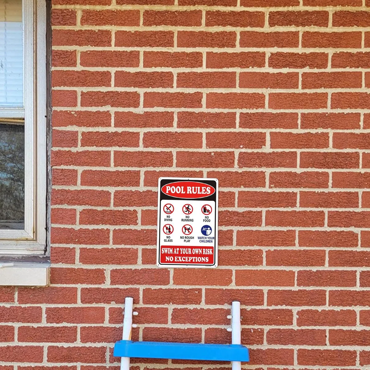 Pool Rules - Placa de advertencia de 8 x 12 pulgadas, letrero decorativo con diseño y construcción resistente a la intemperie para patio trasero, zona junto a la piscina, del gimnasio y