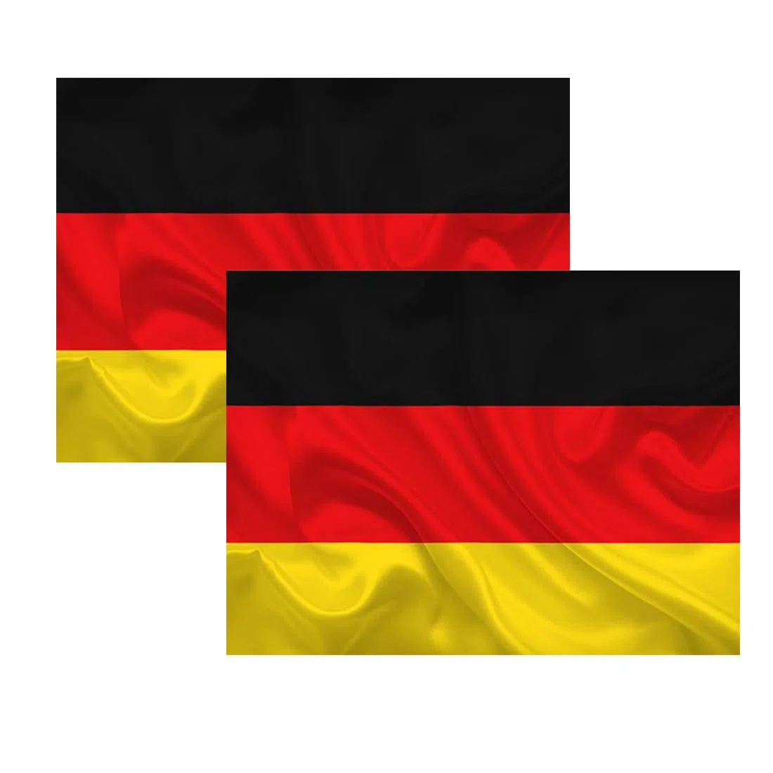 2 Banderas de Alemania, Bandera 90cm x 150cm, Grande con Trabilla para Mástil y Cordones para Sujetar, Ligera, para Deportes, Fútbol, Manifestaciones, Edificios,