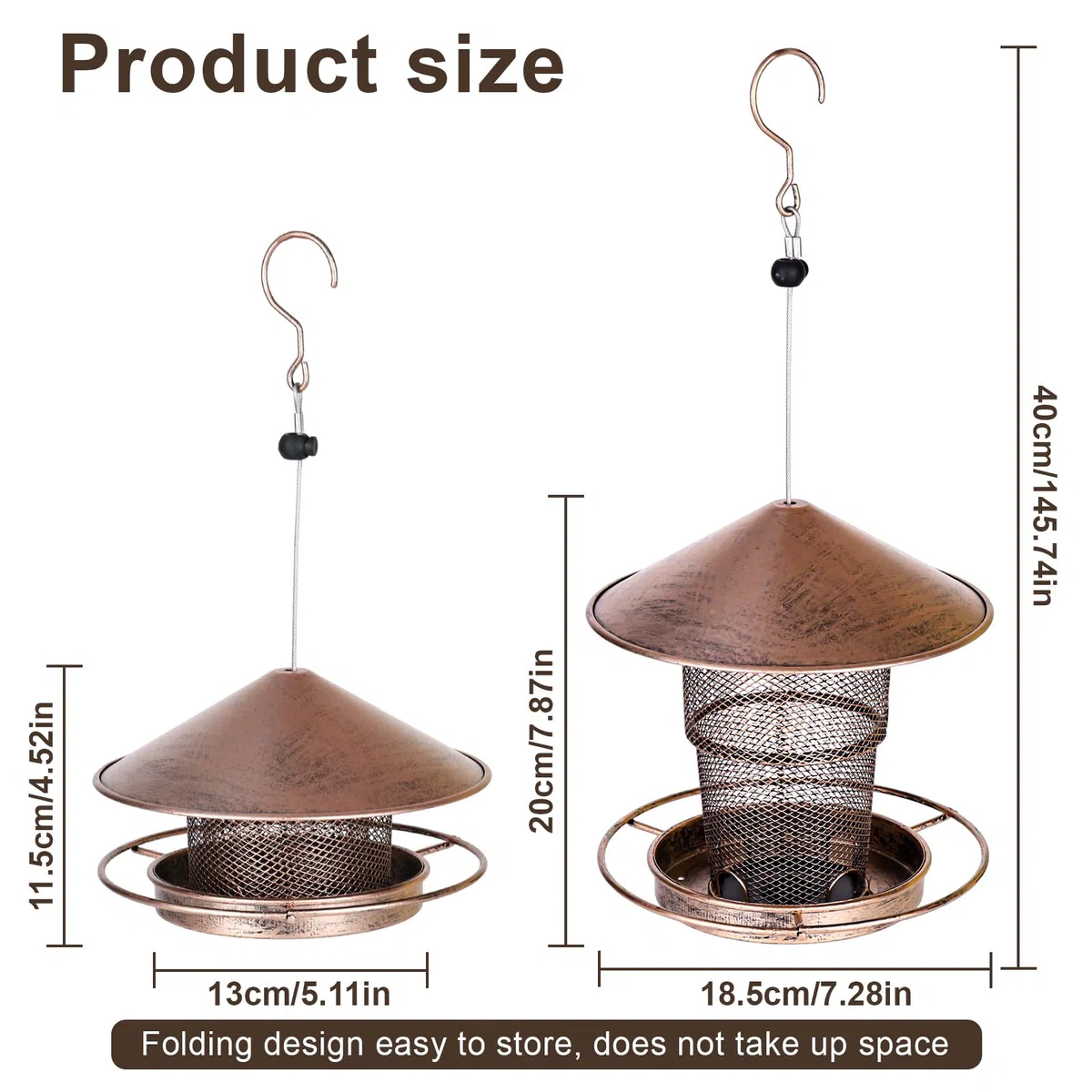 Comedero para pájaros colgante, plegable, comedero para pájaros, comedero para pájaros, resistente a la intemperie, con techo, decoración de jardín, adecuado para balcón, jardín