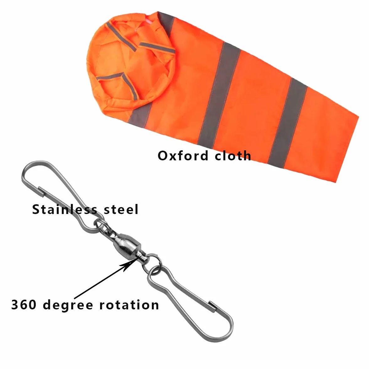 Manga de Viento 80cm Impermeable con 2PCS Ganchos Calcetín de Viento para Medir el Viento y la Fuerza