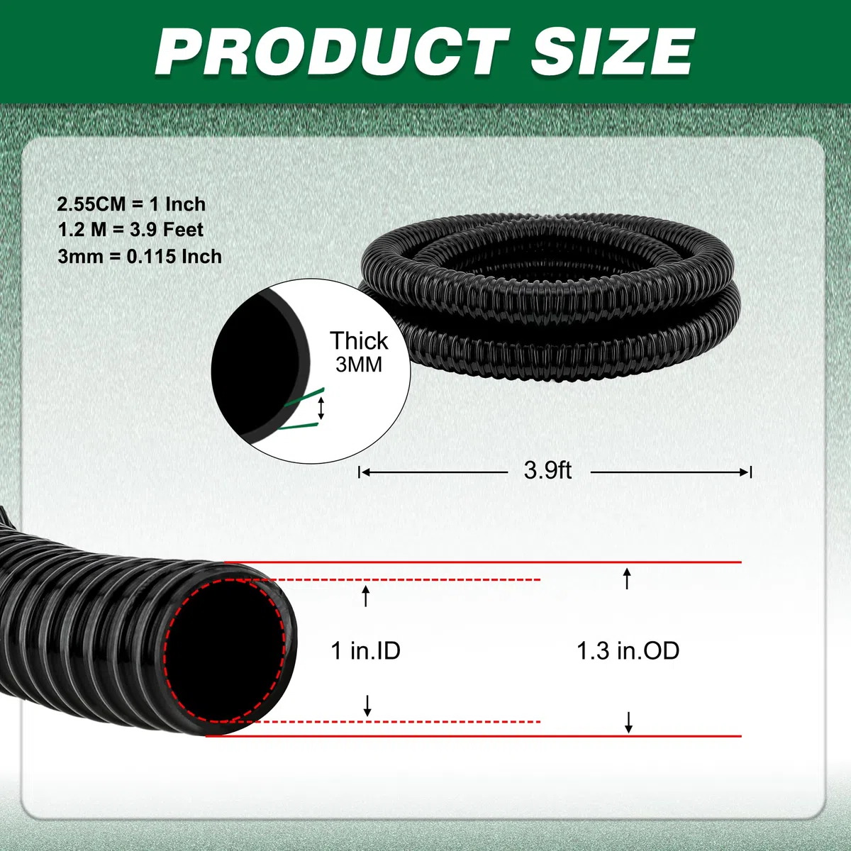 Manguera de aspiración de 25 mm en espiral, flexible, PVC, fácil instalación y ocultación para estanques, juegos de agua, estanques de jardín, cascadas, filtros y más (25 mm de diámetro x