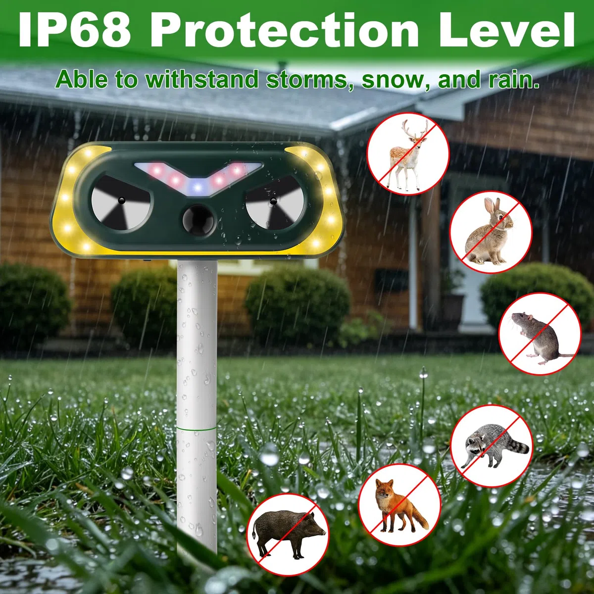 Repelente Gatos, Repelente Solar de Animales Ultrasónico con LED Intermitentes, Ahuyentador de Palomas, Pájaros, Perros, Ratones Interior y Exterior para Patio, Jardín, Granja