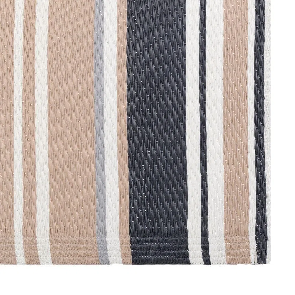 LOLAhome Alfombra jardín Rayas Chios sostenible de Polipropileno Trenzado Beige de 140x200 cm