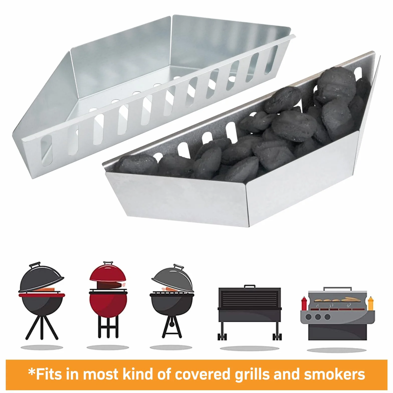 Cesta de carbón para barbacoa Weber - Accesorio BBQ para parrillas de bola de 57 cm - Cestas de carbón y bandeja de carbón - Compatible con las parrillas de carbón Weber 7403 y One-Touch