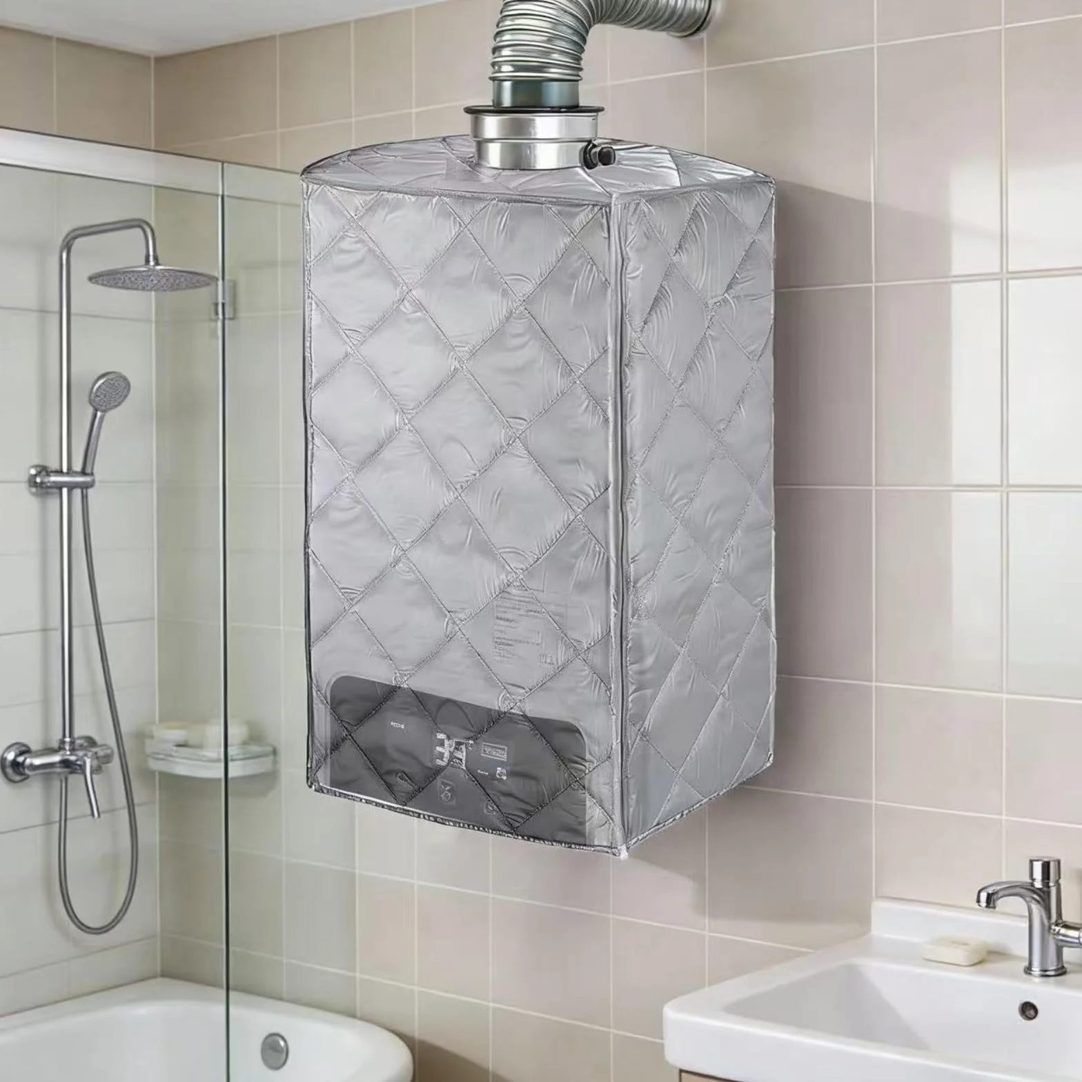 Cubierta reforzada para calentador de agua,Funda protectora impermeable para calderas y calentadores,Funda aislante contra heladas, lluvia y polvo,Durable al aire libre para patio,47x33x75cm