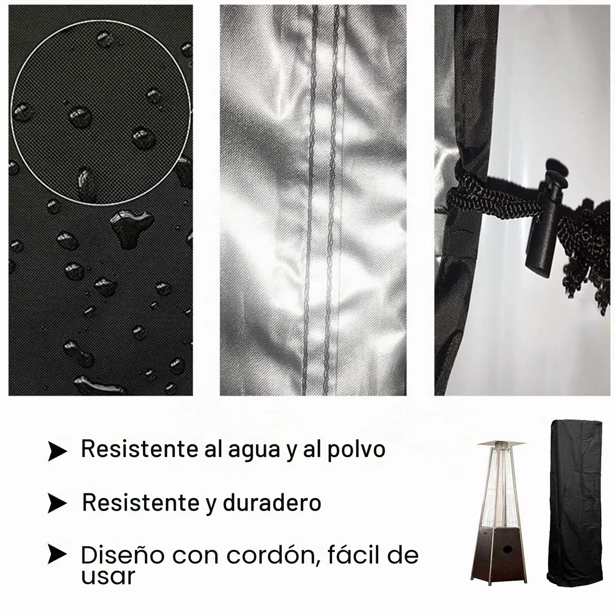 Cubierta Calentador Patio, Funda protectora para calentador de terraza, para estufas de terraza piramidales, protección contra el polvo, con cremallera larga, 221 x 61 x 53 cm