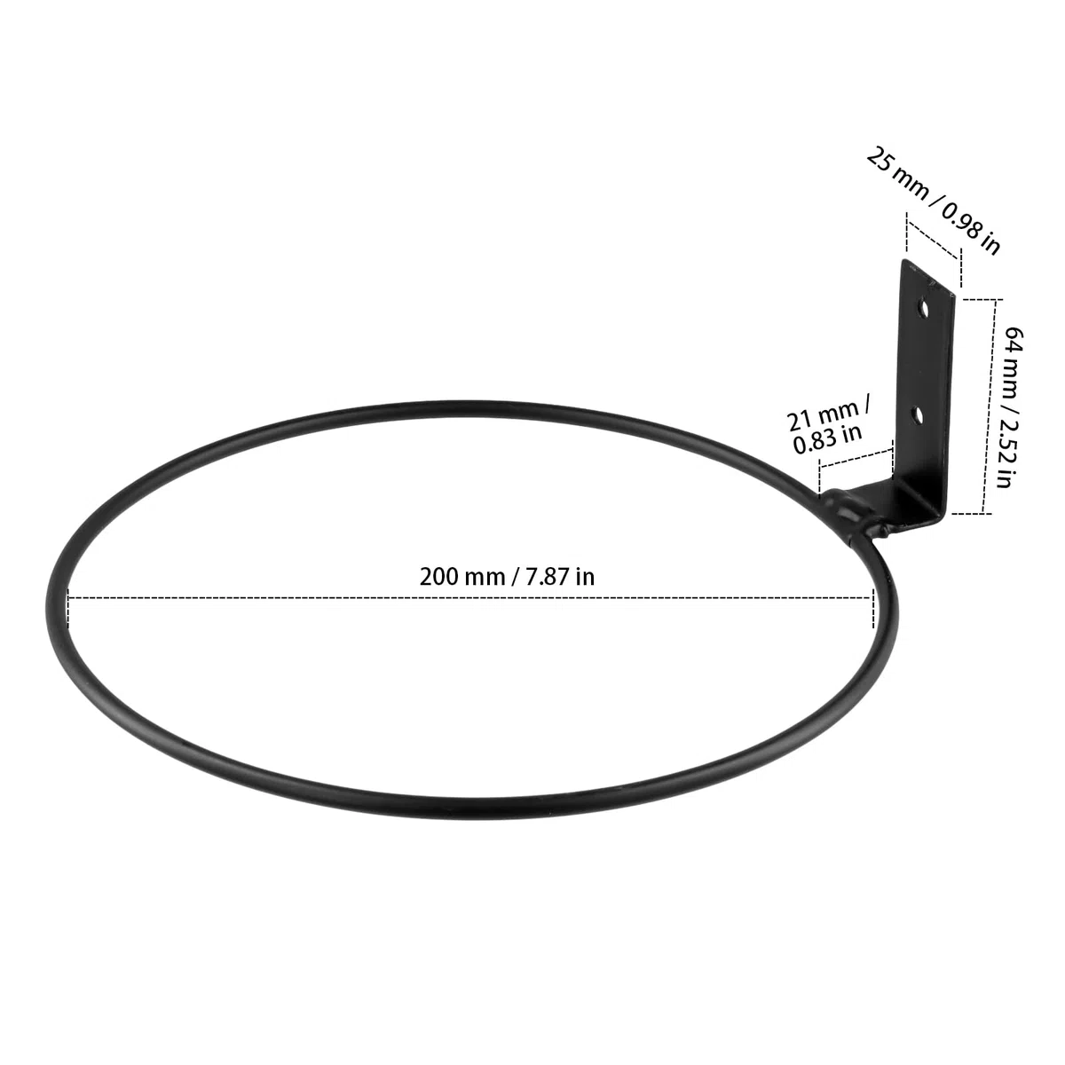 6 piezas soportes de pared negros para macetas con anillo, 20 cm de diámetro, soporte de pared para macetas de metal, interior y exterior