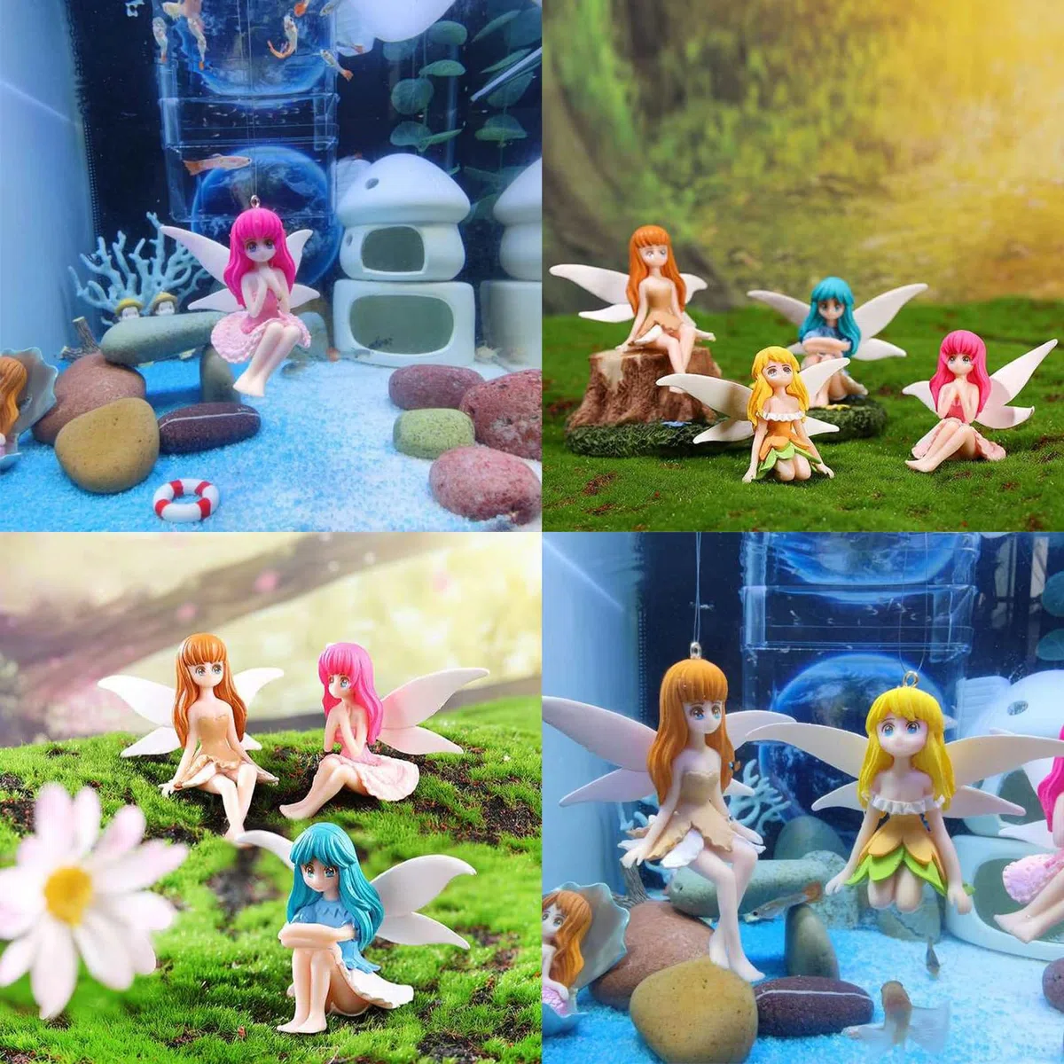 8 Piezas Micropaisaje Hada de Las Flores Muñeca Elfo, Hadas de Flores Estatuas en Miniatura, Figuras de Jardín Hadas, Pequeñas Figuras de Hadas, para Decoración Macetero