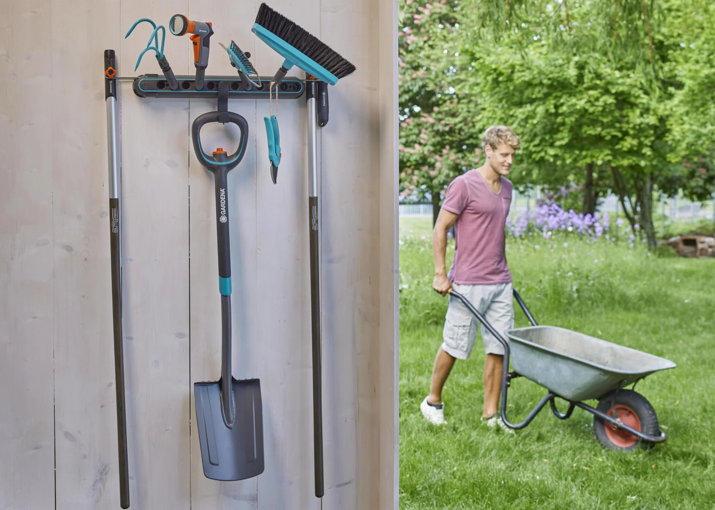 Gardena combisystem Barra de Herramientas Flex: Sistema de organización para Herramientas domésticas y de jardín, Incl. Tacos Individuales, de Material, Ampliable, equipable Individualmente (3505-20)