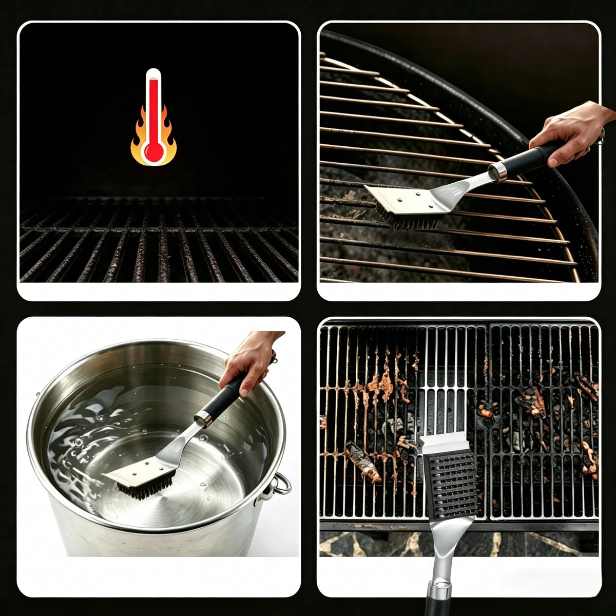 Cepillo y Rascador para Barbacoa con Mango Extralargo, Cepillo de Alambre para Carbón, Eléctrica y Gas, Incluye 2 Cepillos de Repuesto con Tornillos y Destornillador