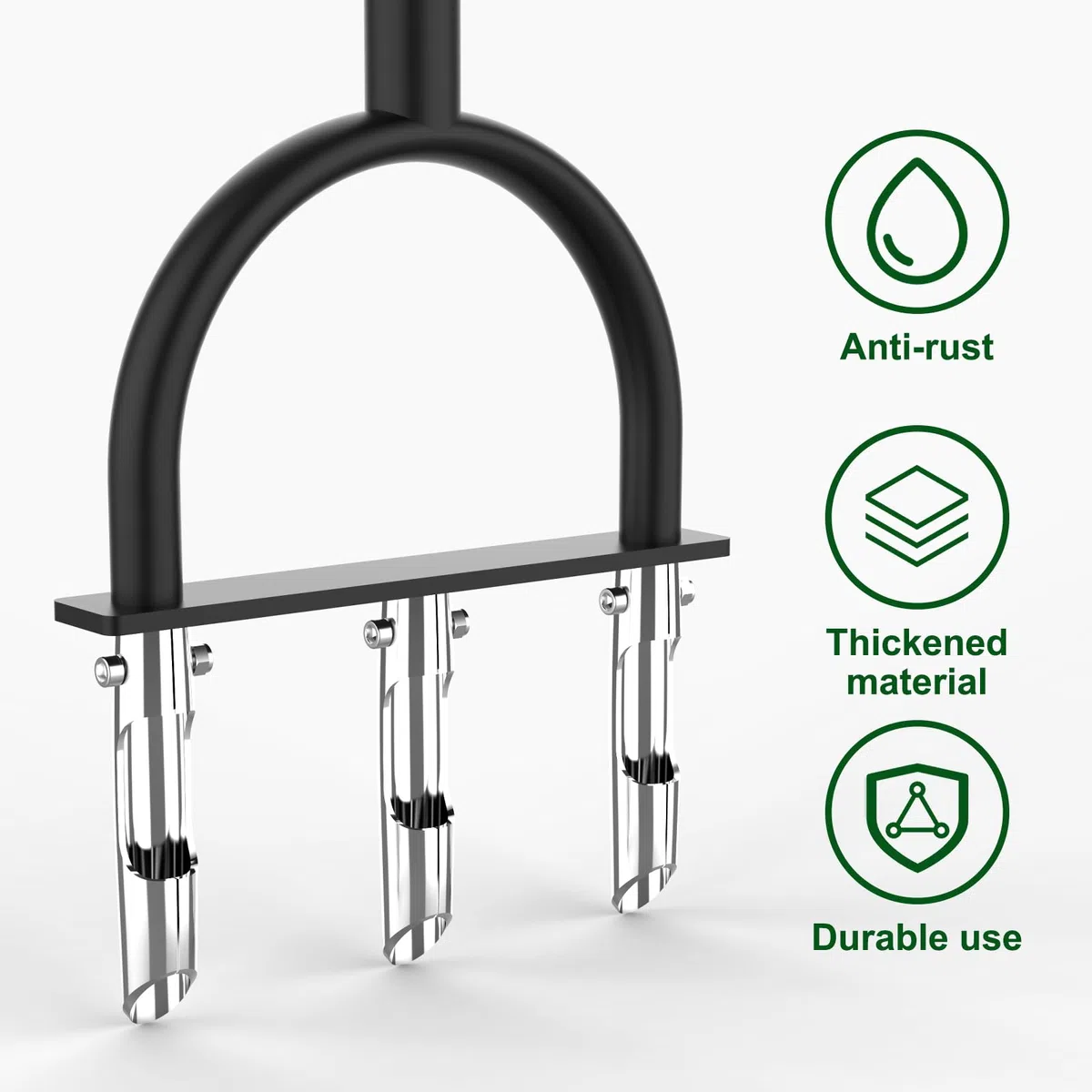 Herramienta aireadora de césped, herramienta aireadora con 3 dientes huecos, aireador manual para el cuidado del jardín y aflojar el suelo compactado, aireación del césped, herramienta de jardín
