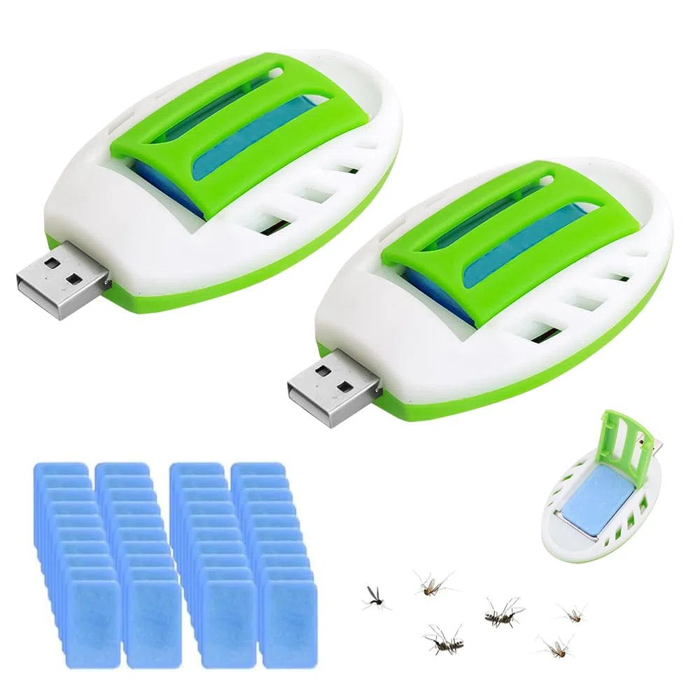 Portátil USB Repelente De Mosquitos Eléctrico, USB-Repelente Mosquitos Eléctrico, Portátil USB Repelente Mosquitos Electrico con 120 Pastillas Repelentes De Mosquitos, para Casa De Verano