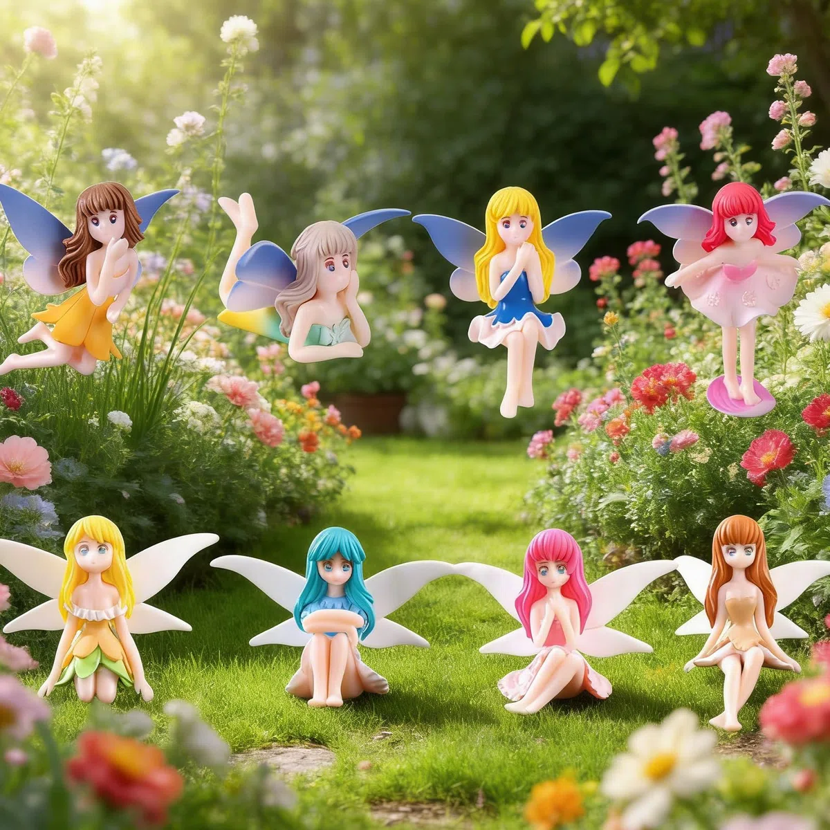 8 Piezas Micropaisaje Hada de Las Flores Muñeca Elfo, Hadas de Flores Estatuas en Miniatura, Figuras de Jardín Hadas, Pequeñas Figuras de Hadas, para Decoración Macetero