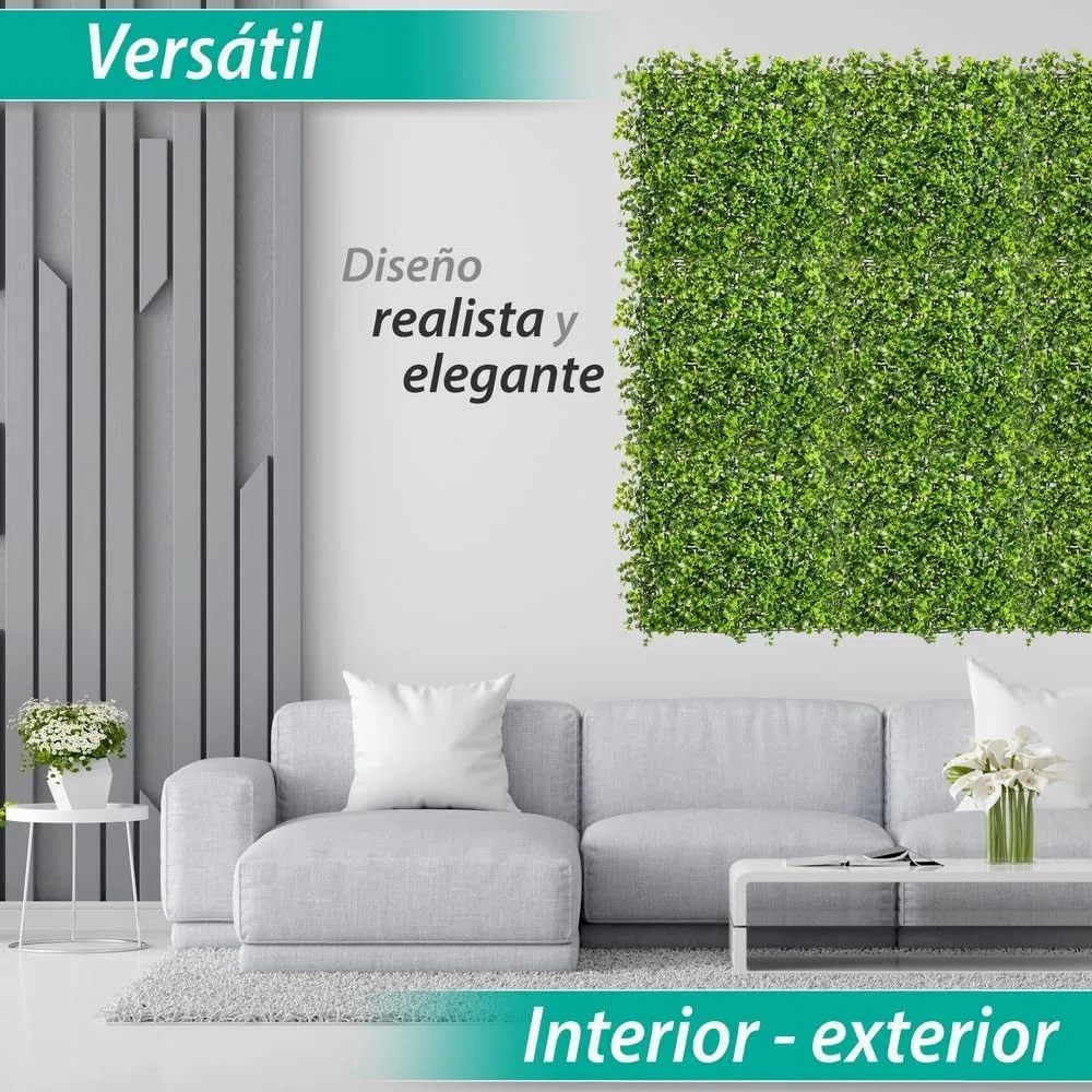 LOLAhome Jardín Vertical Artificial Estilo Enredadera | 1 Panel de 50x50 cm | PVC: 5 años protección UV | Realista y Elegante, Fácil instalación | para Interior y Exterior | Jardín Vertical