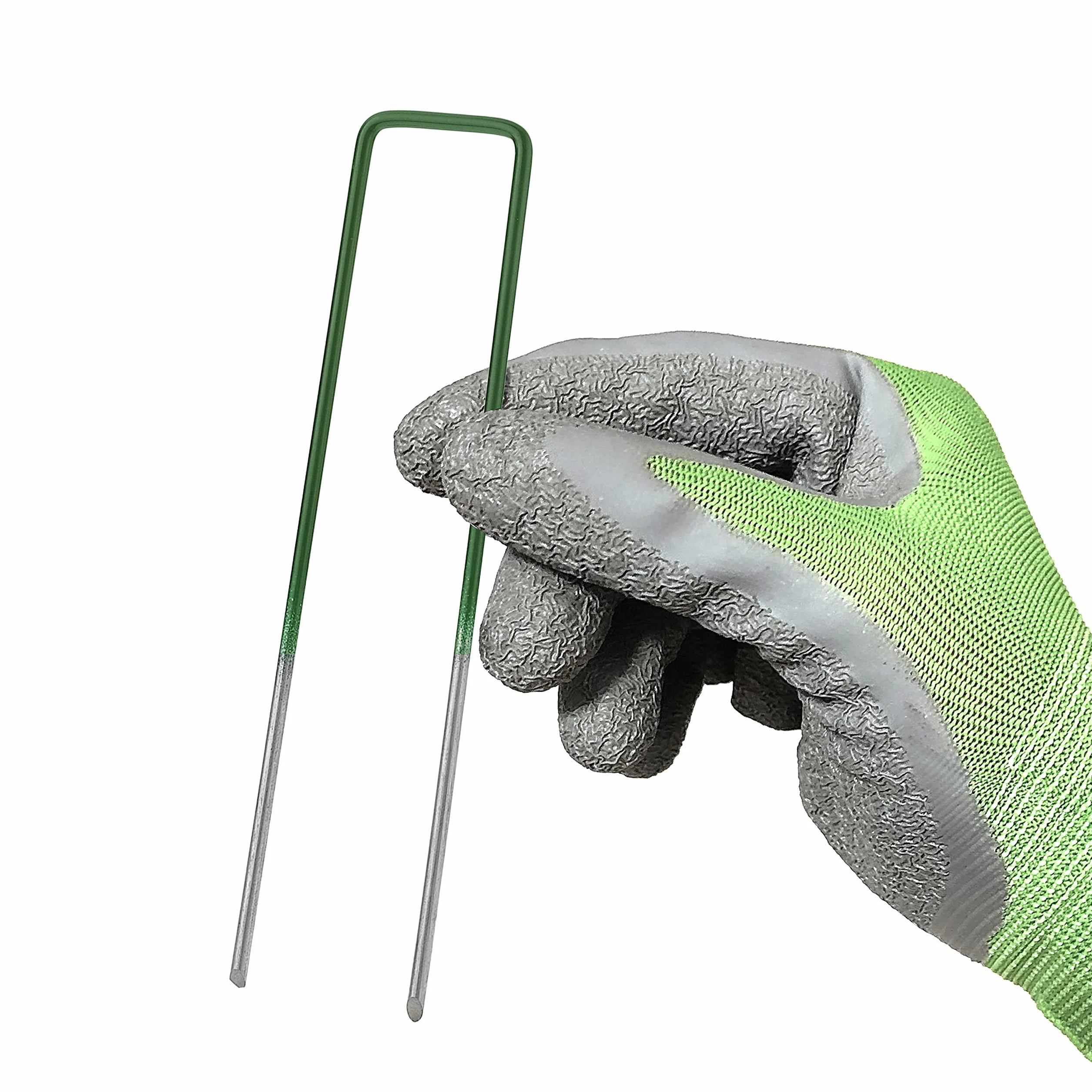 GardenMate 50 Grapas de sujeción para césped Artificial de Alambre de Acero galvanizado al Fuego | 150 mm Largo, 25 mm Ancho, 2,9 mm Grosor | Color Verde y Cabeza Plana